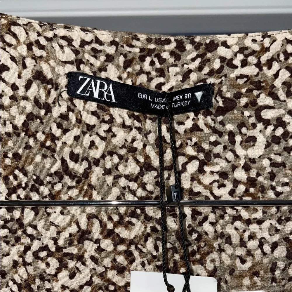 Zara button front wrap print mini dress Large L NWT